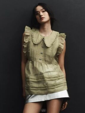 Anthropologie Maeve Peter Pan Collar Shirt